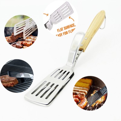 Free sample!!! 2019 Amazon trending product 2 in 1 BBQ tools, food tongs with turner with food grade stainless steel